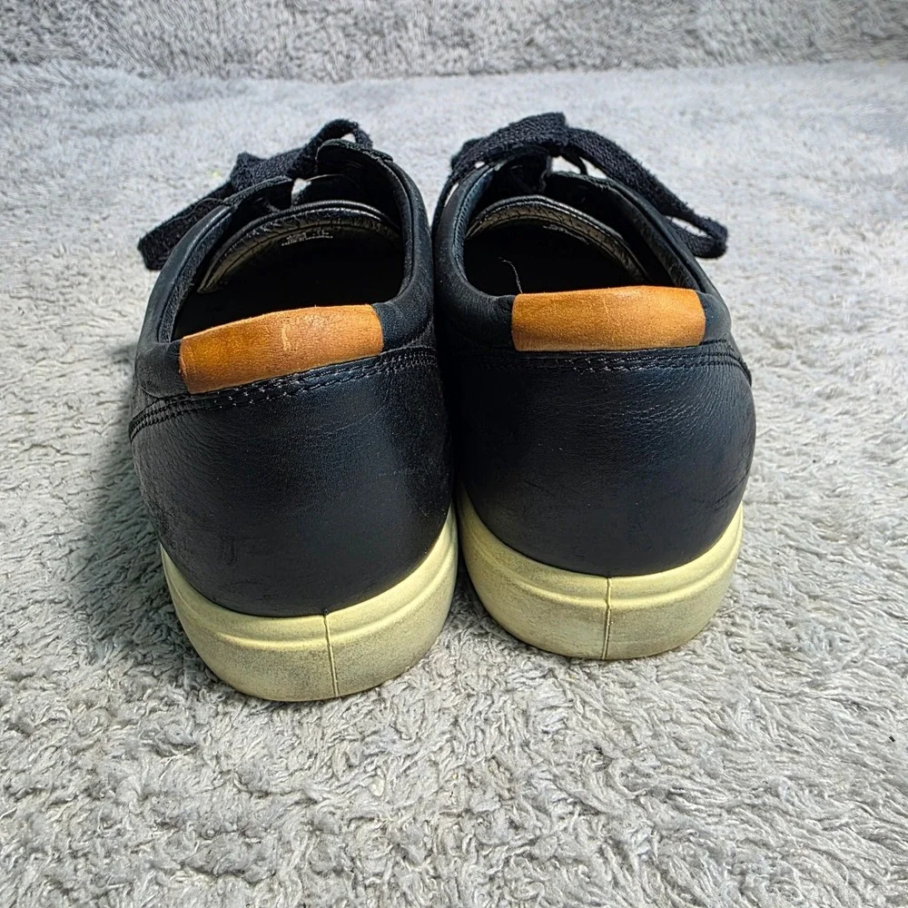 ECCO Soft 7 Sneakers Black‎ Leather Lace Up Comfort Shoes Womens 39 Good